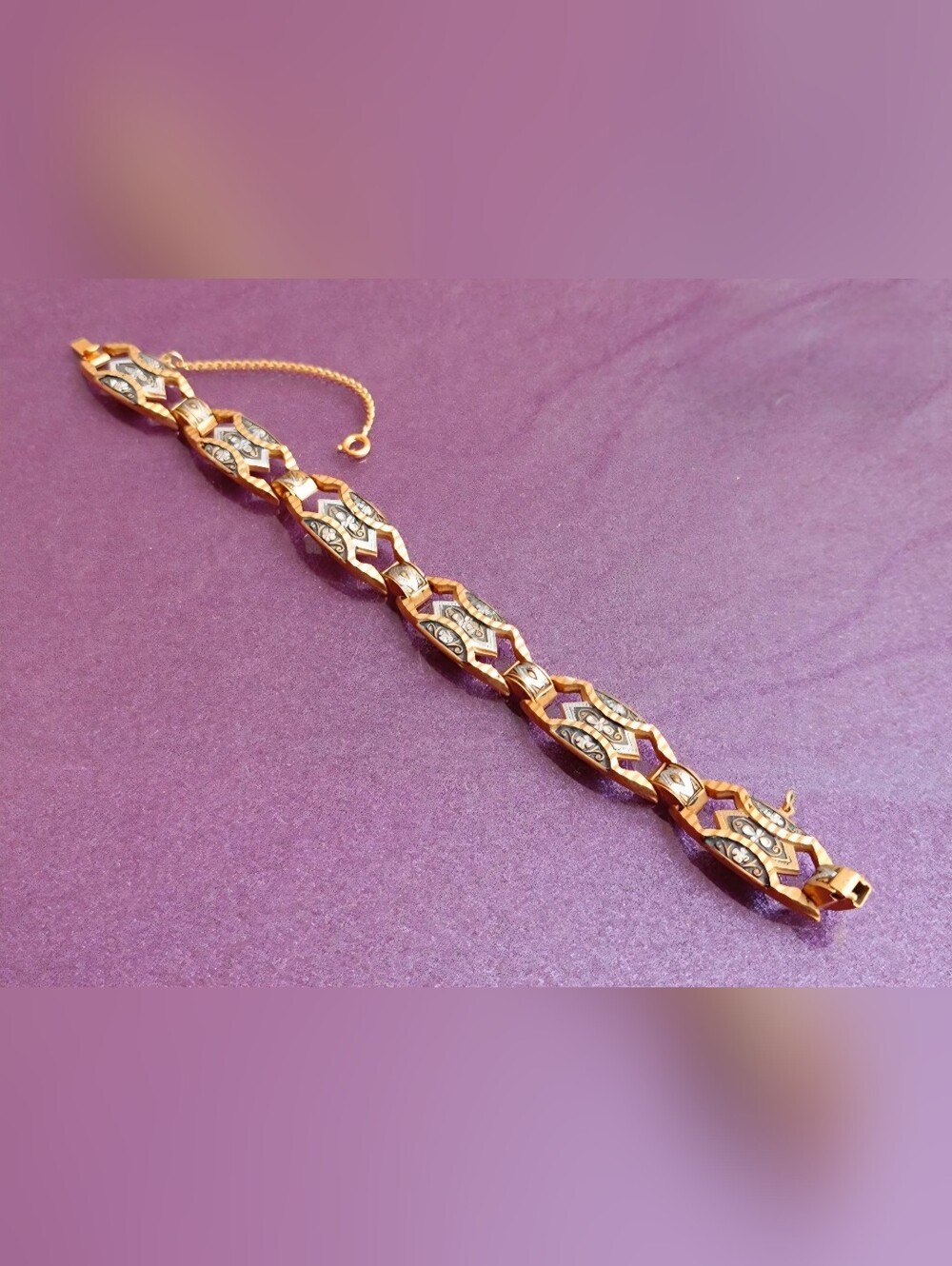 1960 Toledo Damascene Bracelet, Gold Filled Toledo Bracelet, Vintage Charm